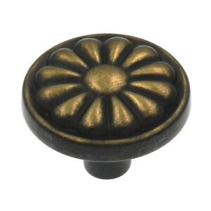 P531-WA Windsor Antique 1 1/4" Round Floral Cabinet Knobs Pulls Hickory Newport