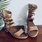 Latigo Haiku Leather Gladiator Sandals w/ 4 buckles Zip Closure Womens Sz 8 Tan