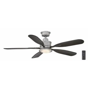 Hampton Bay Galvanized Ceiling Fan W/ Light + Remote Included Integrated LED - Picture 1 of 6