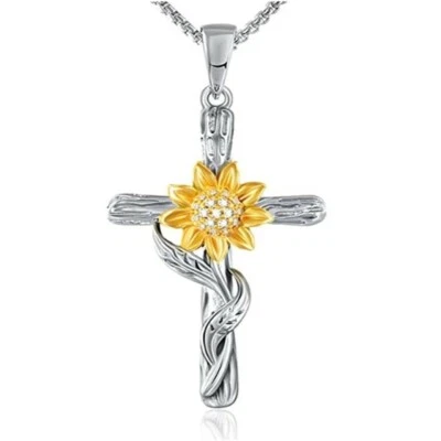 Sunflower Cross Necklace for Women You Are My Sunshine Necklace - Image 1 of 2