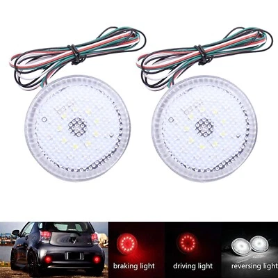 2x Lente Transparente LED Parachoques Trasero Reflector Trasero Luz de Freno Inverso Para Scion iQ xB Foto 1 de 4