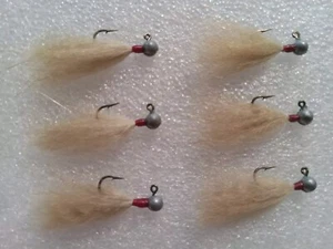 Smoo's Custom Jigs (6) 1/64 Oz. Beaver Hair Jigs Bleached. *651 - Picture 1 of 1