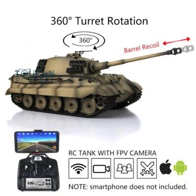 Henglong 7.0 1/16 King Tiger 3888A IR BB RTR RC Tank Barrel Recoil Battery FPV - Image 1 of 4