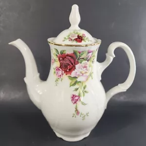 Vintage Victoria Rose Coffee Pot Baum Brothers Bernadotte Porcelain w/ Box - Picture 1 of 9