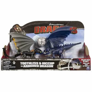NEW DREAMWORKS DRAGONS TOOTHLESS & HICCUP VS ARMORED DRAGON 3-PACK - Picture 1 of 5
