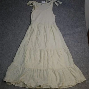 Pale Yellow Tiered Maxi Dress with Tie Shoulders and Ruffle Hem Size XL - Picture 1 of 7