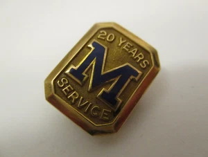 Vintage 10k Gold University of Michigan 20 Years Service Employee Pin 2.5g - Picture 1 of 7