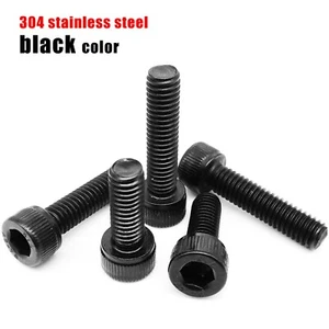M1.6-M8 Black 304 Stainless Steel Hexagon Hex Socket Cap Allen Head Screw Bolt - Picture 1 of 6