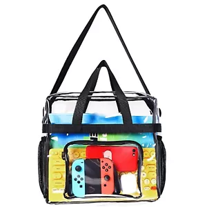 Clear PVC Tote Crossbody Bag Women Transparent Purse Stadium Approved Handbag - Picture 1 of 14