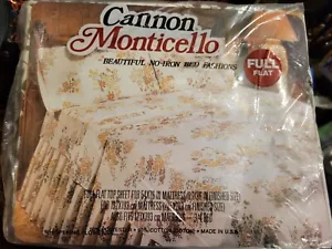 NOS Vtg Cannon Monticello Full Flat Sheet Whispering Flowers - Picture 1 of 3