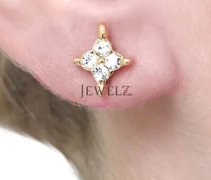 14K Gold 0.24 CT VS/F-G Diamond Crystal Star Design Stud Earrings - The Jewelz - Picture 1 of 5