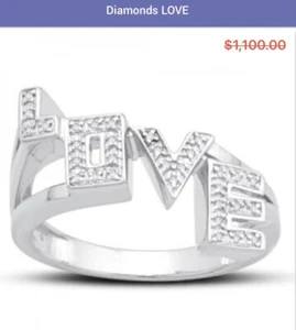 STUNNING WOMENS 14K WHITE GOLD FINISH DIAMONDS SIZE 7 DESIGNER RING - Picture 1 of 8