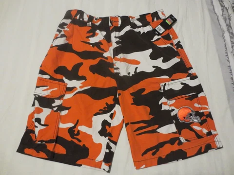 NFL Team Apparel-Cleveland Browns Camo Cargo Shorts-Sz:36 Orange/Brown/White-NWT Cover