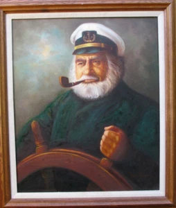 Ölgemälde Kunst von Lee Young (1914-1988) Fischerboot Kapitän Segeln 20"x24" - Bild 1 von 4
