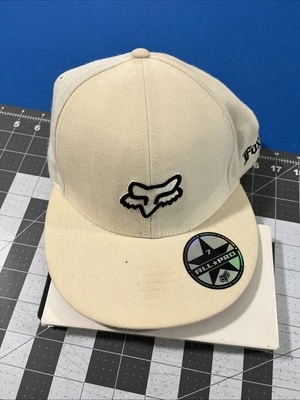 Chapéu Fox Racing All Pro lã ajustado tamanho 7 bege/branco/preto logotipo soletrado - Imagem 1 de 4