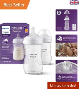 Enjoy Safe Feeding with Philips 260ml Natural Response Baby Bottle - Pack of 2 - Picture 1 of 11