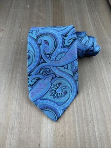 ROBERT TALBOTT Best of Class Silk Tie Designer Paisley Blue W4xL58 Made in USA - Picture 1 of 5