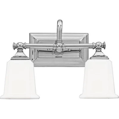 Quoizel NL8602C Nicholas Mid Century Bath Vanity Wall Light, 2-Light Chrome - Image 1 of 2