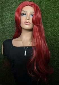 28" Long Little Mermaid Ariel Curly Wavy Red Cosplay Wig. 160 - Picture 1 of 5