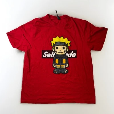 Camiseta Rebel Minds Naruto "Self Made" roja 100% algodón Talla: XL fieltro bordado Foto 1 de 4