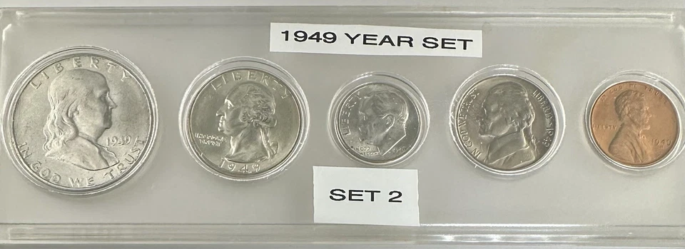1949-P Mint 5-Coin Year Set – AU/BU – 90% Silver – Philadelphia Mint set #2 - Image 1 of 4