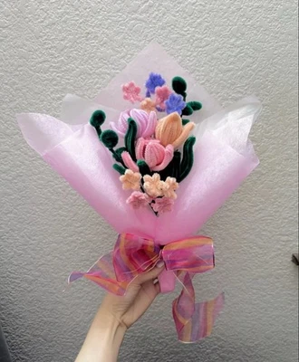 RAMO DE FLORES DE TULIPANES HECHO A MANO FLORES ARTIFICIALES REGALO PARA ELLA Foto 1 de 3