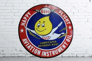 Esso Aviation Pure Porcelain Enamel Heavy Metal Sign 30 inches Double side - Picture 1 of 2