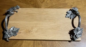 VAGABOND HOUSE 18"x 9.25" AUTUMN VINE CHEESE BOARD PEWTER RARE RETIRED WOOD - Picture 1 of 17