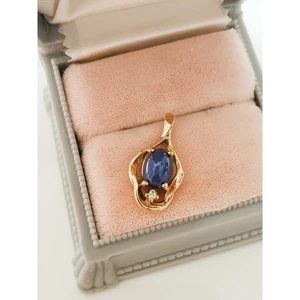14K Gold Vintage Stern Saphir und Diamant Anhänger - Bild 1 von 7