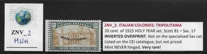 ZNV_2. ITAL. COLON: TRIPOLITANIA. Variety 20 cent. 1925 HOLY YEAR. Scott B1. MNH - Picture 1 of 1