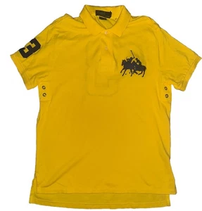 Polo Ralph Lauren Shirt Mens Large Blue Big Pony #3 Custom Fit Short Sleeve Dual - Picture 1 of 5