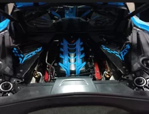 CORVETTE C8 ENGINE COVERS 70TH EDITION RAPID BLUE SIDE PANELS (PAIR) - Picture 1 of 5