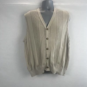 Cutter & Buck Mens Size Large Pina Cotton Sweater Vest Sleeveless Golf Button Up - Picture 1 of 19