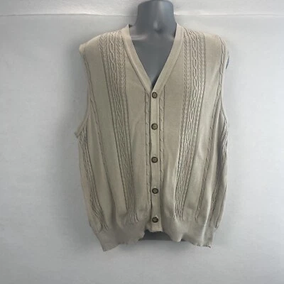 Cutter & Buck Mens Size Large Pina Cotton Sweater Vest Sleeveless Golf Button Up - Image 1 of 4