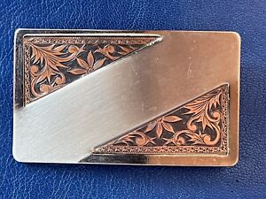 VINTAGE unique Steel belt buckle with copper inlay