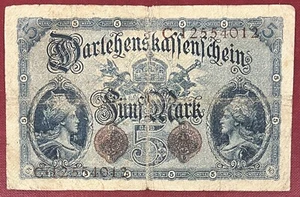 Germany Darlehenskassenschein 5 Mark 1914 Circulated #66822 - Picture 1 of 2
