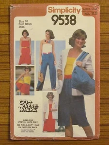 SIMPLICITY PATTERN - 9538 LADIES DRESS SKIRT TOP PANTS SHORTS JACKET SZ 10 USED - Picture 1 of 2