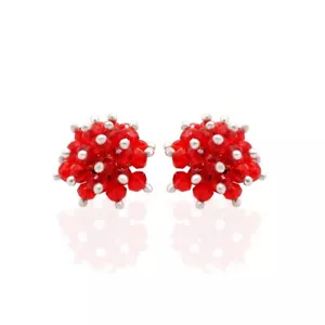 Red Color Ruby Zircon Beads Earrings For Girls & Women CE-1058 - Picture 1 of 7