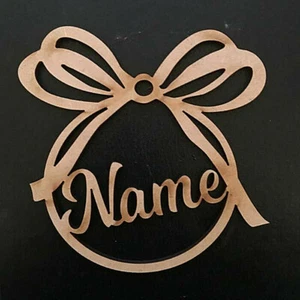 Christmas Tree Baubles Personalised Decorations Wooden Present gift tags xmas - Picture 1 of 9