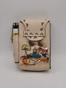 Vintage Cigarette Case Hand Painted Leather with Lighter Holder Chihuahua Mexico - Picture 1 of 4