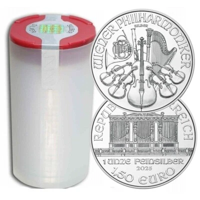 Roll of 20 - 2025 1 oz Austrian .999 Fine Silver Philharmonic Coin - In Stock - Image 1 of 3