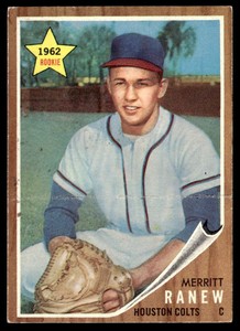 1962 Topps #156a Merritt Ranew   Baseball Houston Colt .45s