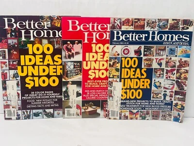 Vintage Homes and Gardens Magazines Set 1980s "100 Ideas Under $100" BIN 64 Foto 1 de 4