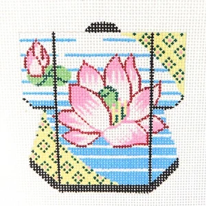 Lee Designs Lotus Lily Flower Petite Kimono Needlepoint Canvas Hand Painted 18ct - Picture 1 of 4