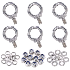 36Pcs 304 Stainless Steel M6 Male Thread Lifting Ring Eye Bolt Kit, Including 6P - Picture 1 of 7