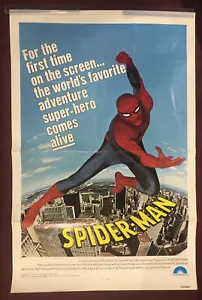 SPIDER-MAN MOVIE POSTER ONE SHEET 1977 NICHOLAS HAMMOND COLUMBIA TELEVISION - Picture 1 of 6