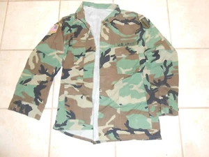 RARE SIZE LARGE HOT WEATHER WOODLAND GREEN CAMO ARMY MILITARY JACKET COAT - Picture 1 of 5