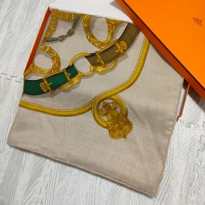 HERMES Carre 140 CAVALCADOUR Cashmere Silk Wrap Shawl 140cm Excellent w/box - Picture 1 of 24