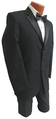 Новые мужские черный смокинг куртка с атласной выемкой лацканы свадьбы каменщик 68 короткие - Изображение 1 из 4