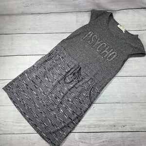 A Azz Fashion Wear Rhinestone Glitter Psycho Knit Gray Dress Cap Sleeve S/M - Picture 1 of 12